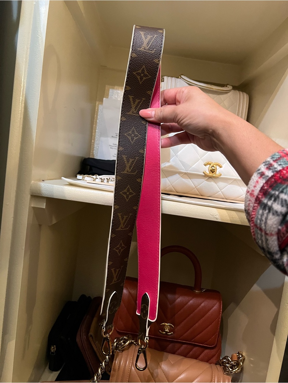 Louis Vuitton Monogram Reversible Strap in Brown and Pink